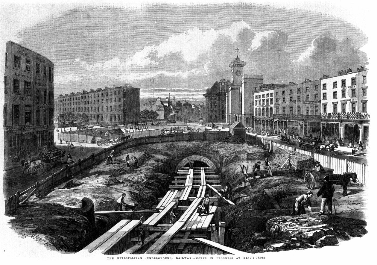 Costruzione della metropolitana di Londra nel 1850: lavori a King Cross da Unknown artist