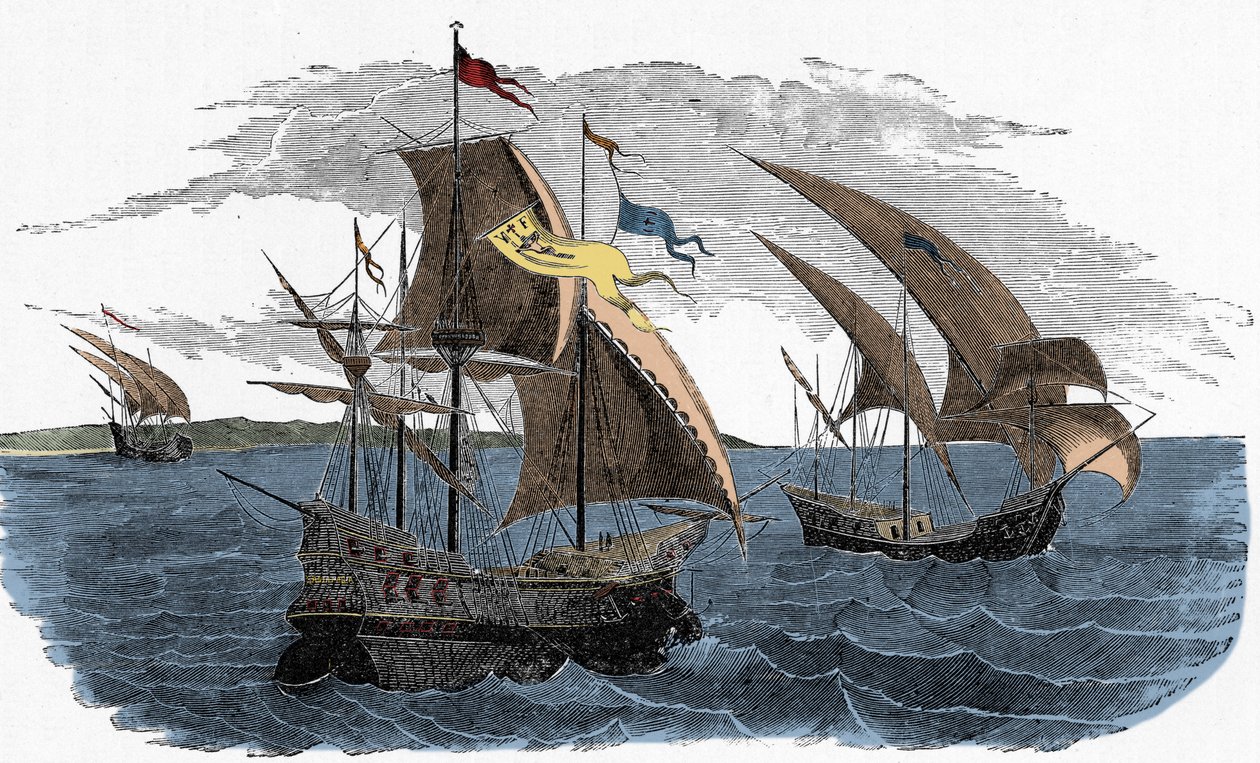 La flotta di Cortez salpa per il Messico - Colonizzazione spagnola delle Americhe: l