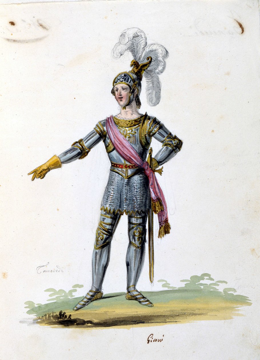 Costume per il personaggio di Tancredi disegnato da Gironi per l