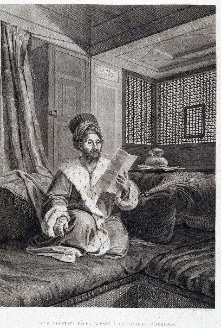 Costumi e ritratti: Seyd Moustafa Pasha ferito nella battaglia di Abouqyr (Aboukir) in 
