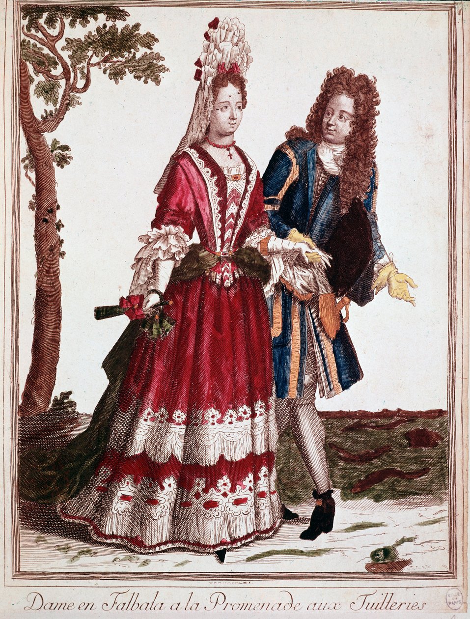 Coppia che cammina nel Giardino delle Tuileries, Parigi (incisione) da Unknown artist