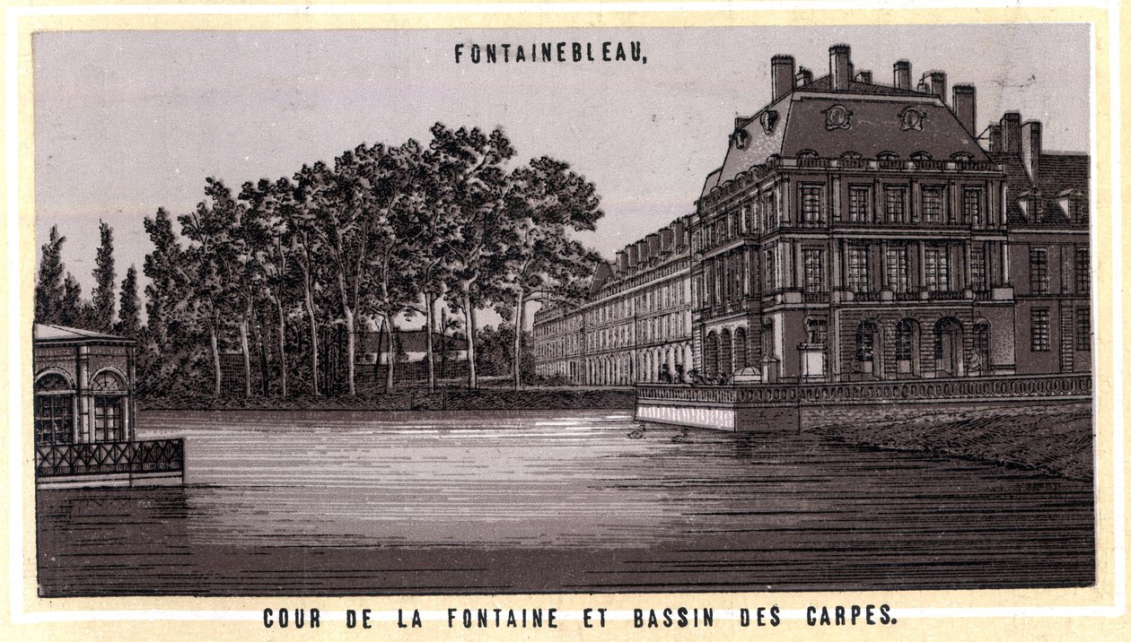 Corte della fontana e bacino delle carpe di Fontainebleau (Senna e Marna, regione dell