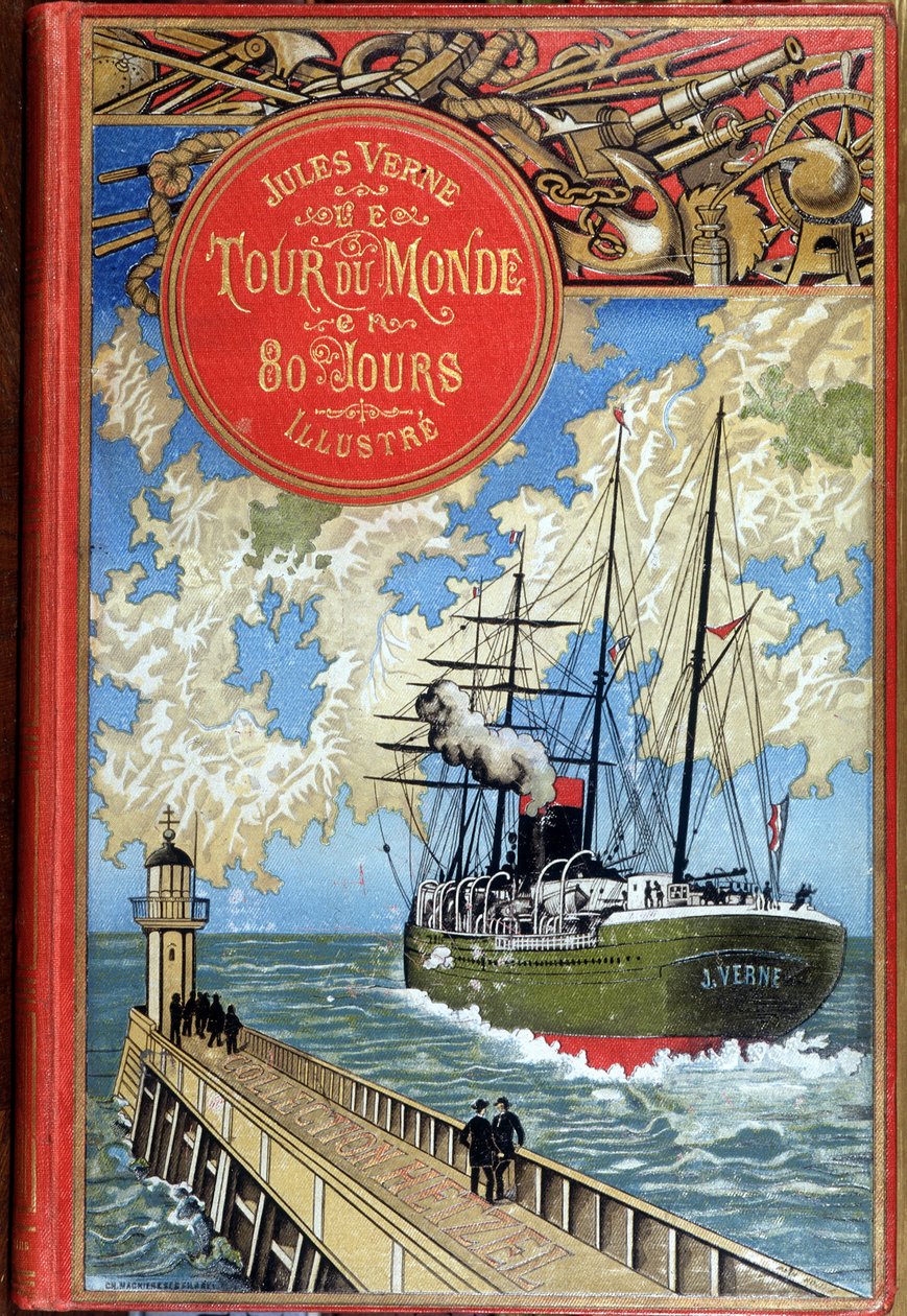 Copertina "Il giro del mondo in 80 giorni" di Jules Verne, ed. Hetzel da Unknown artist
