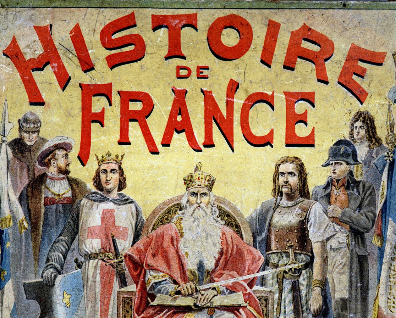 Copertina del libro "Histoire de France" con personaggi storici da Unknown artist