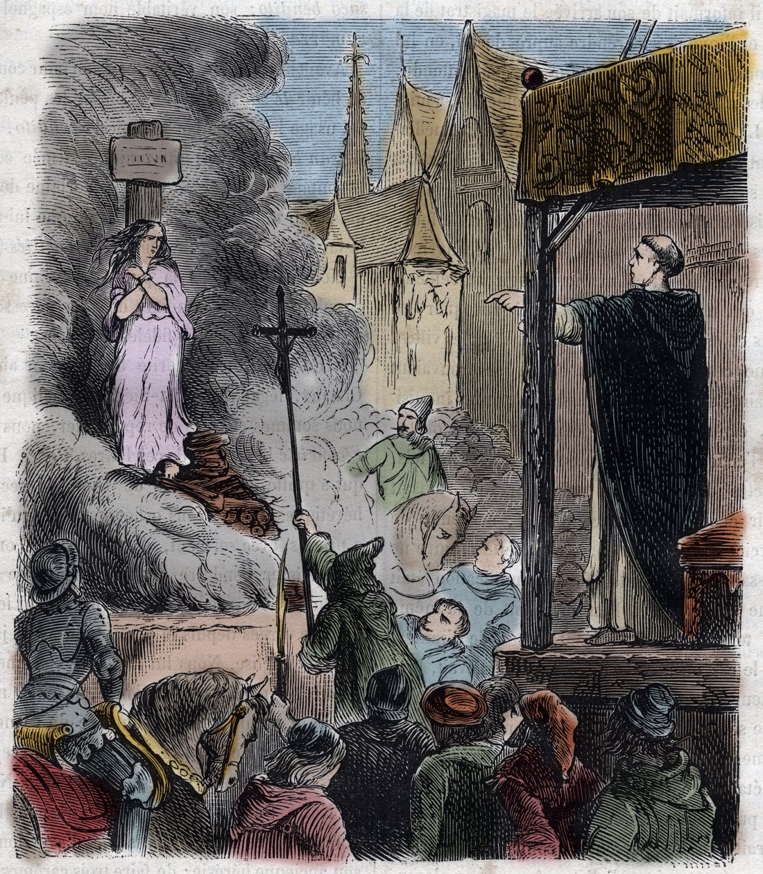 Crociata contro gli Albigesi - Eretici bruciati vivi: Catari al rogo, al tempo della crociata contro gli Albigesi in Francia nel XIII secolo - Incisione del 1879 in “Histoire des Societes Secretes, Politiques et Religions” di Pierre Zaccone (1817-1895) da Unknown artist