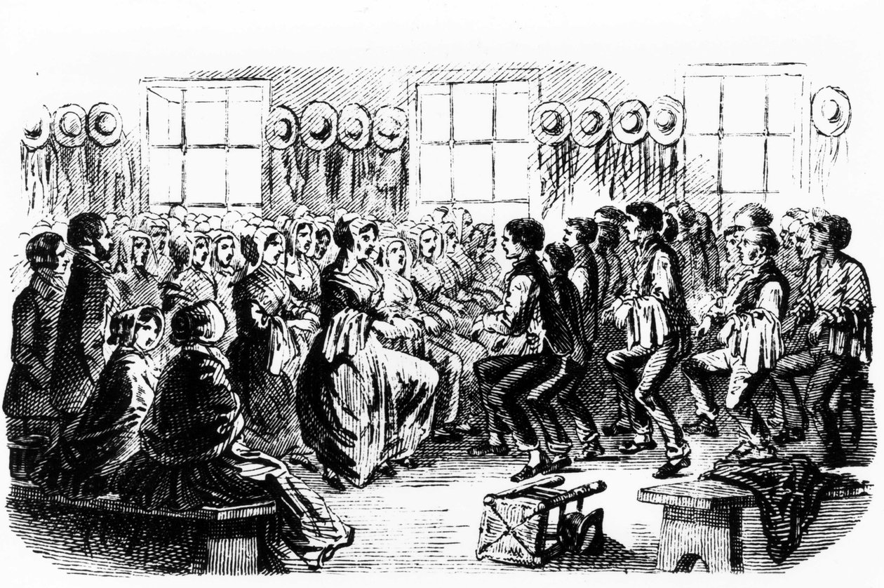 Danza degli Shakers. Incisione del XIX secolo da Unknown artist