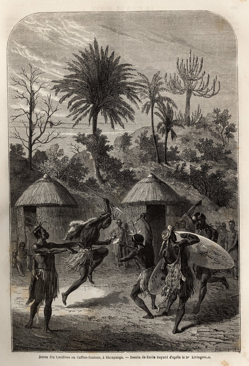 Danza dei Landines o Zulu caffri a Shoupanga (riva destra del fiume Zambeze) da Unknown artist