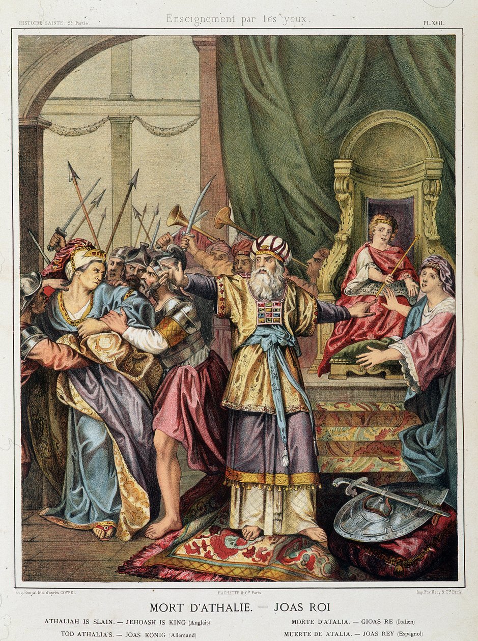 Morte di Atalia - Joas (Jehoash) re - in "Histoire Sainte", ed. Hachette da Unknown artist
