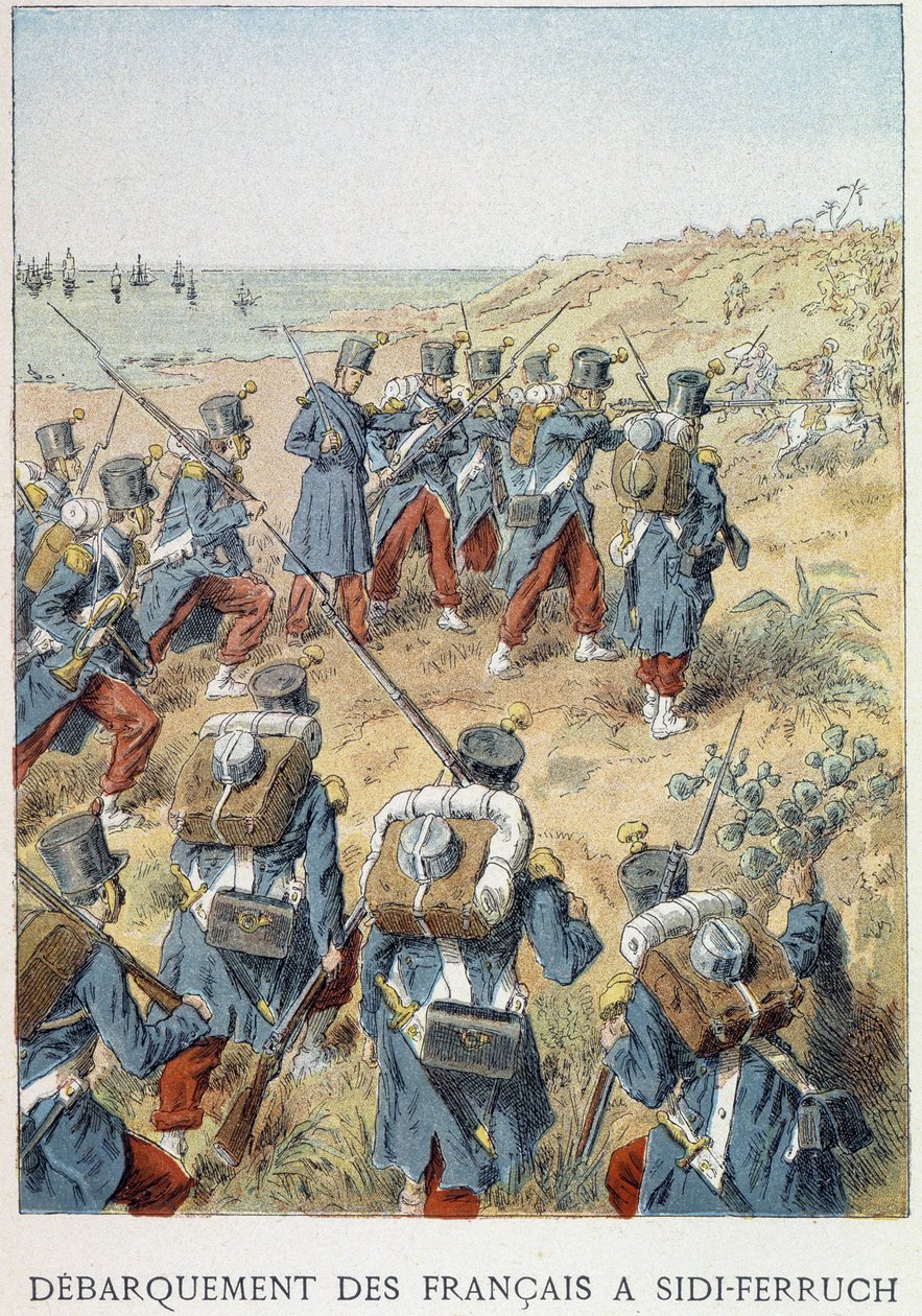Sbarco dei francesi a Sidi - Ferruch, Algeria, il 14 giugno 1830 - in "Histoire de France" da Unknown artist