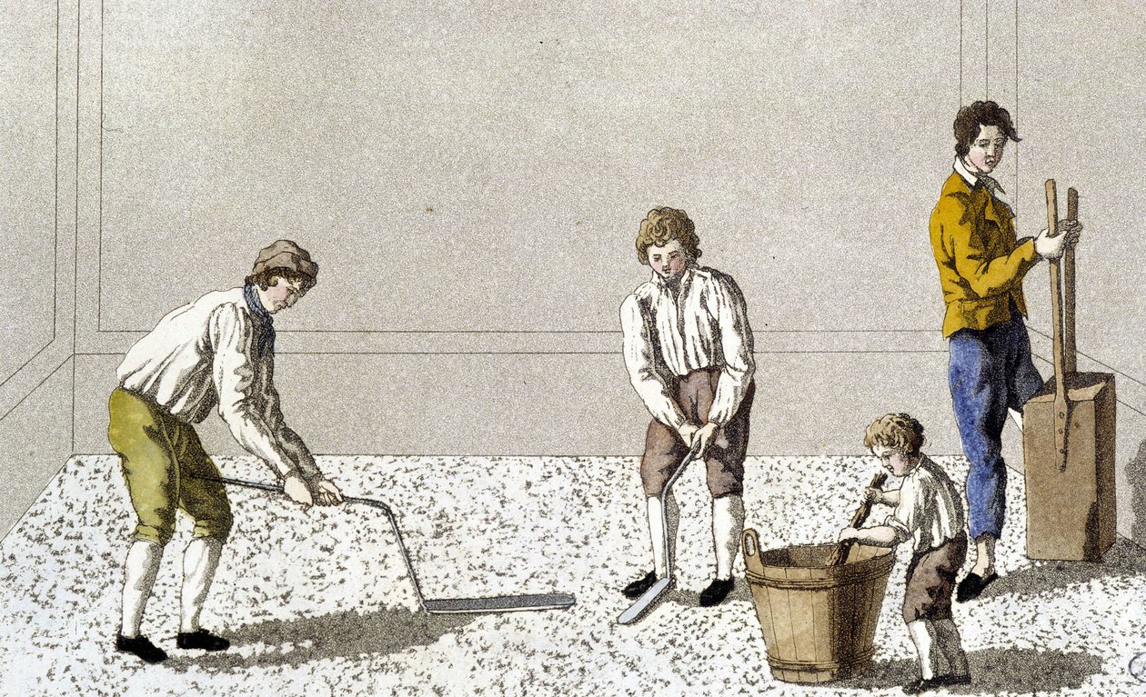 Decorazione: una delle fasi della pavimentazione del pavimento da Unknown artist