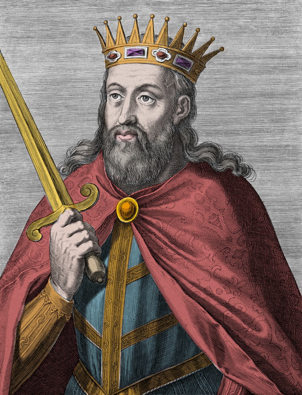 Denis del Portogallo (il Re Agricoltore) - Denis I del Portogallo (1261-1325) (il Re Agricoltore - il Re Trovatore - il Padre della Patria - il Liberale) - Incisione da Unknown artist