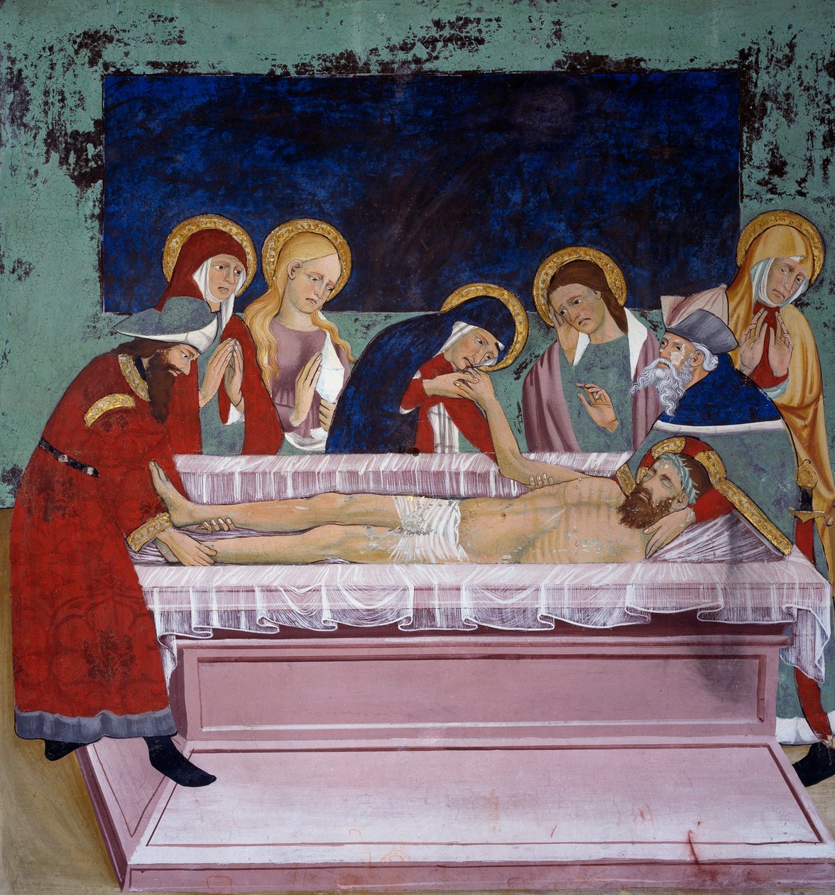 Deposizione nel sepolcro, Vita di Cristo (XV secolo), affreschi, Cappella di San Sebastiano, Villard-de-Lans, Rodano-Alpi, Francia da Unknown artist