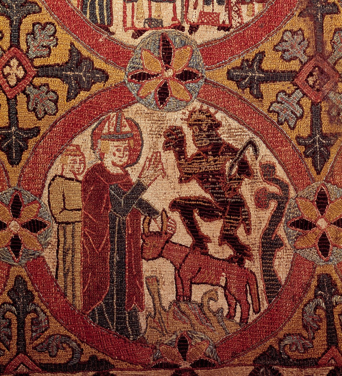 Dettaglio di un ricamo raffigurante la Tentazione di San Martino. Arazzo islandese. 1390-1403. Parigi, Museo Nazionale del Medioevo, Thermes de Cluny da Unknown artist