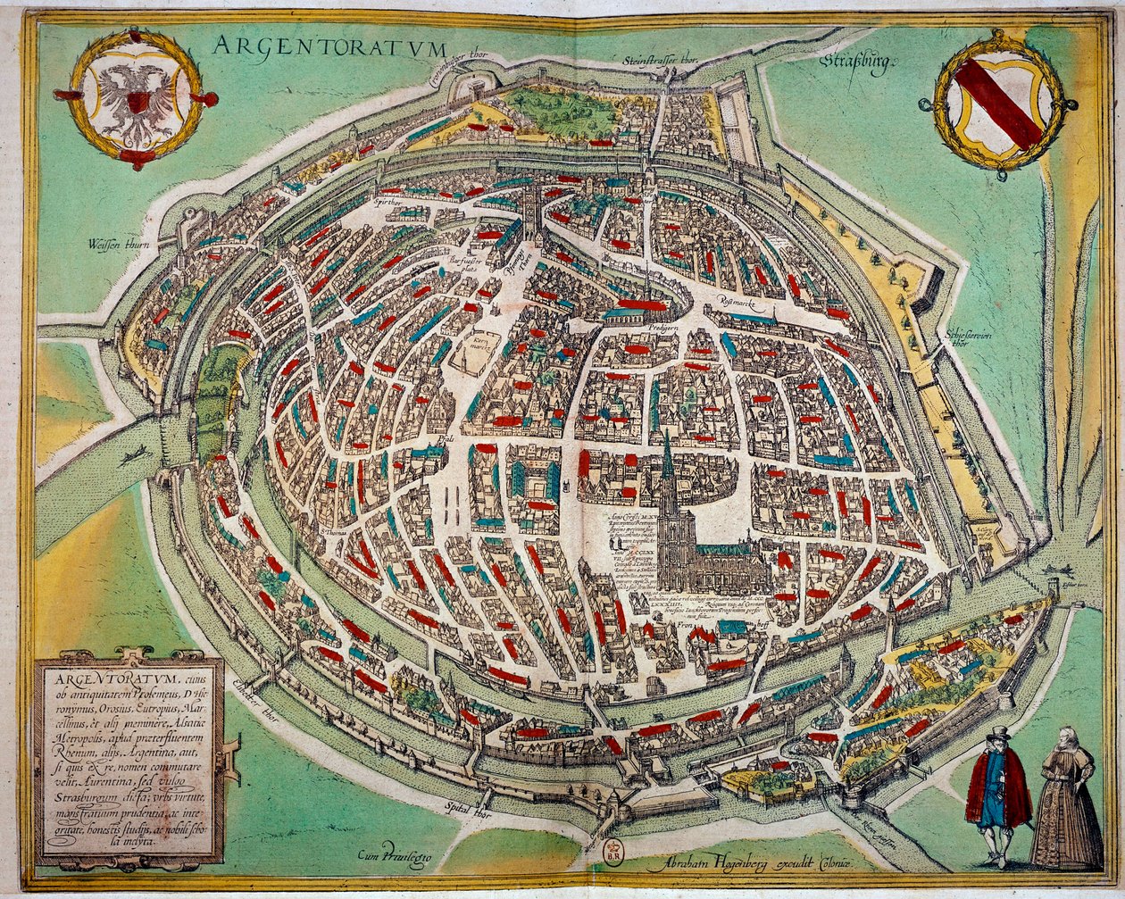 Mappa dettagliata della città di Strasburgo realizzata da Abraham Hogenberg (ca. 1608-1653). Incisione del XVII secolo da Unknown artist