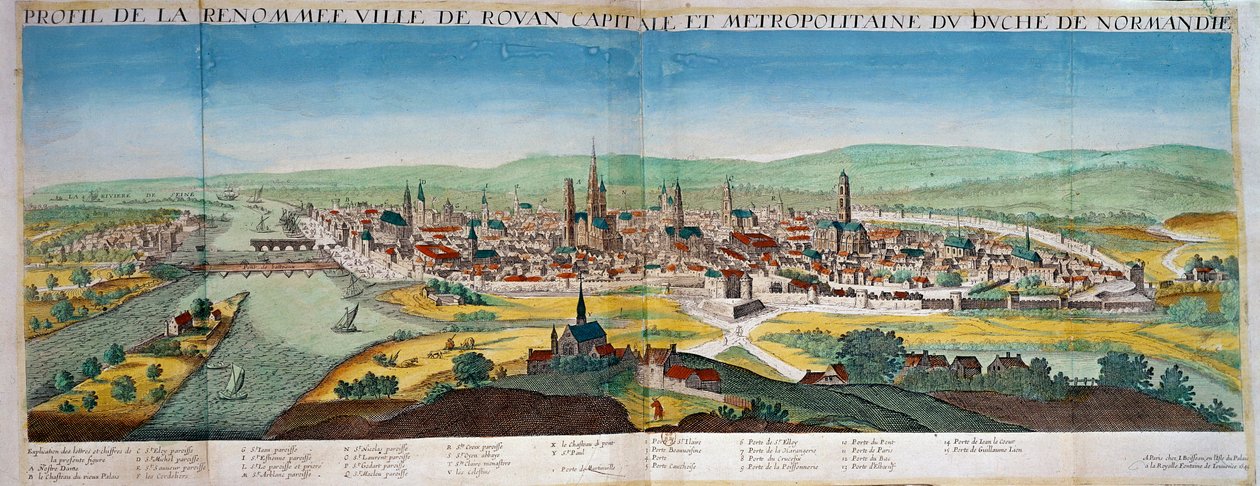 Veduta dettagliata della città di Rouen in Normandia da Unknown artist