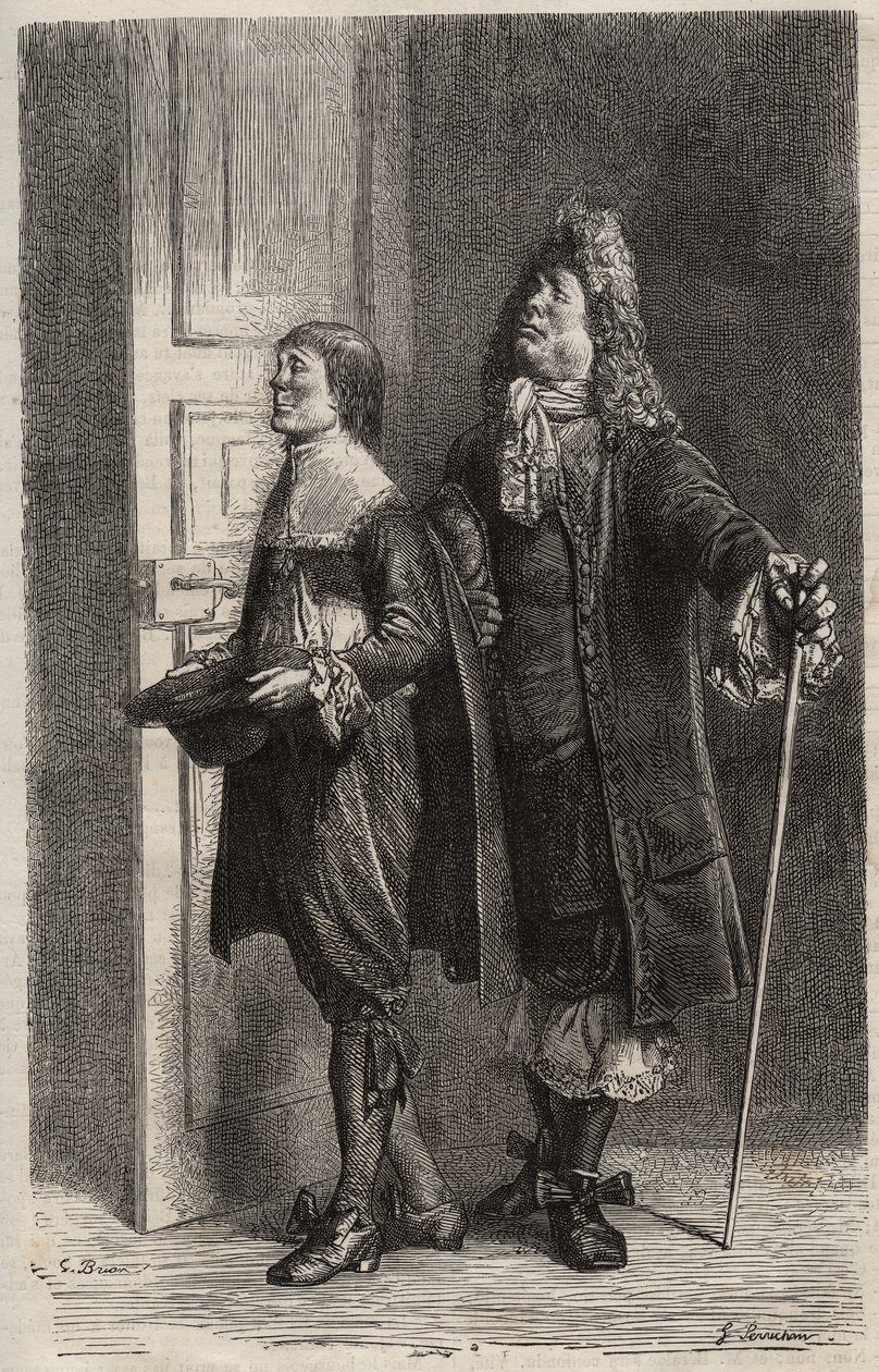 Diafoirus padre e figlio - incisione per “Il malato immaginario” di Jean Baptiste Poquelin detto Molière (1622-1673) da Unknown artist