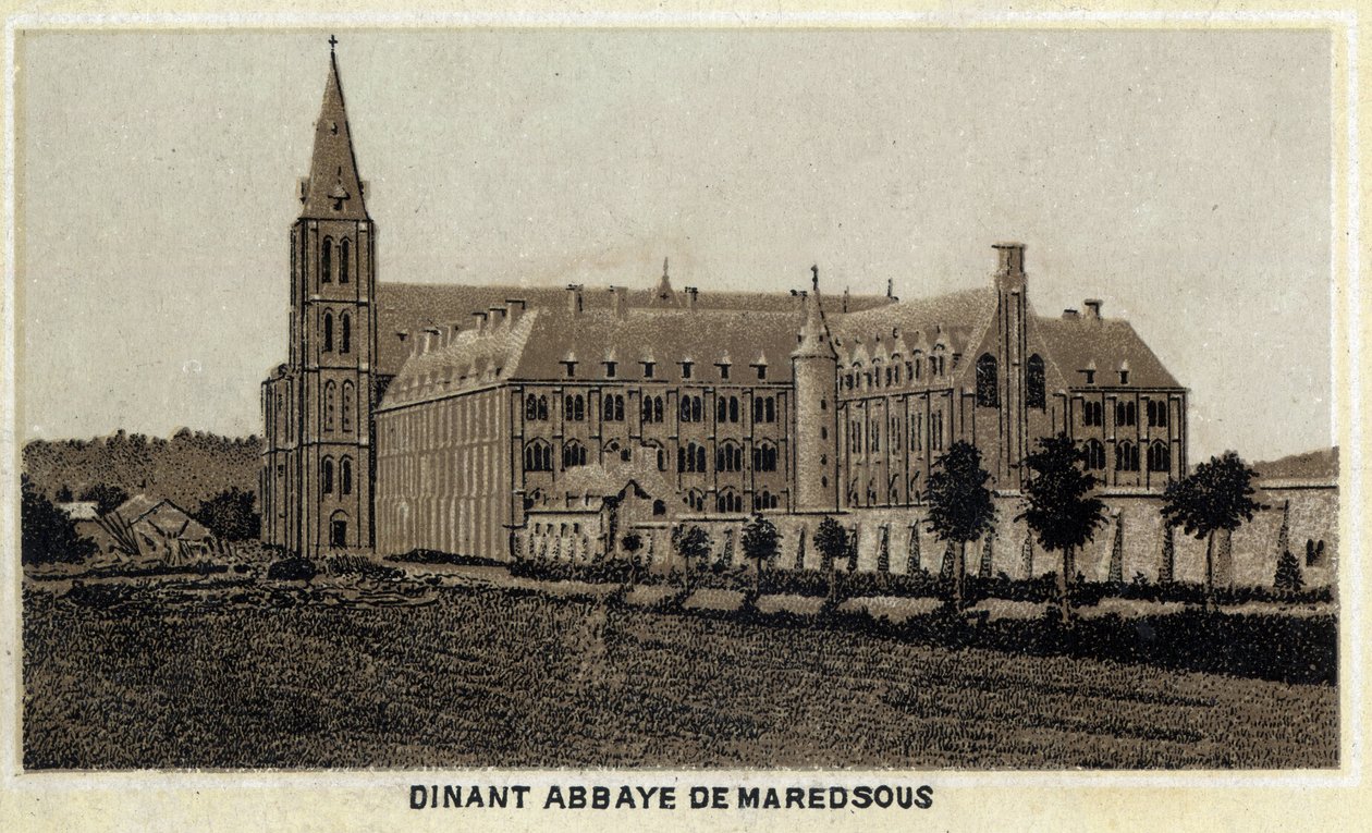 Dinant, Abbazia di Maredsous, Vallonia, Belgio. Cromolitografia della fine del XIX secolo da Unknown artist