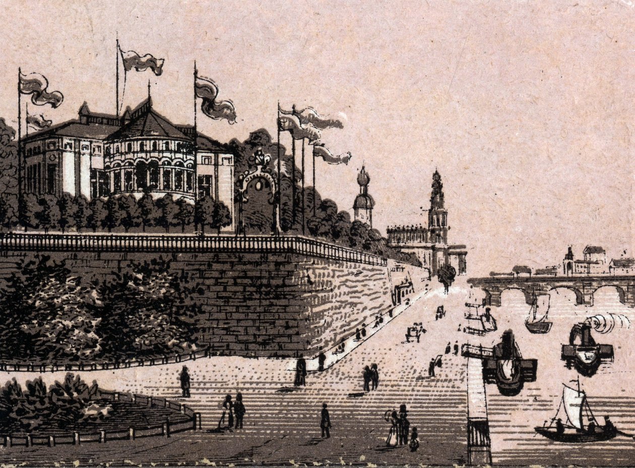 Dresda, Germania: vista del Belvedere in "Il mondo illustra 168 vedute" da Unknown artist
