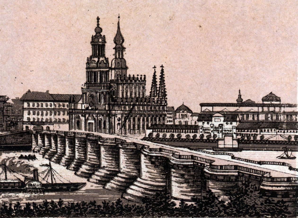 Dresda, Germania: vista del Ponte Augusto a Dresda da Unknown artist