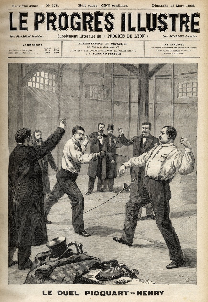 Caso Dreyfus: Il duello tra il tenente colonnello Georges Picquart (1854-1914) e Hubert Henry (1846-1898) da Unknown artist