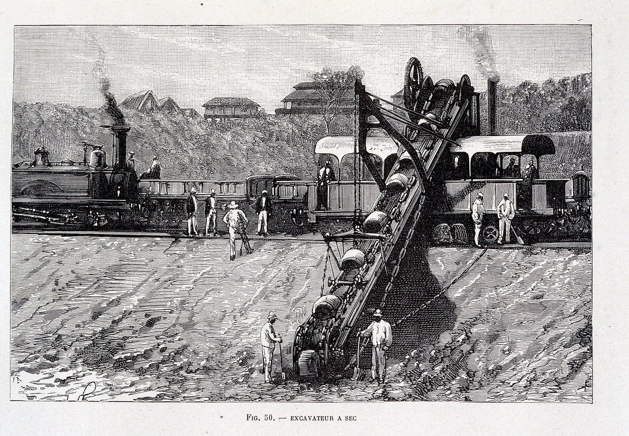 Escavatore a secco sul sito del Canale di Suez da Unknown artist