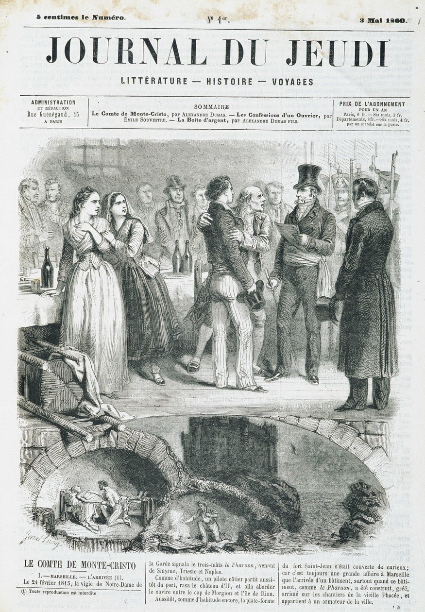 Edmond Dantès, il Conte di Monte Cristo tiene una ricezione - in "Le Journal du Jeudi" del 03/05/1860 da Unknown artist