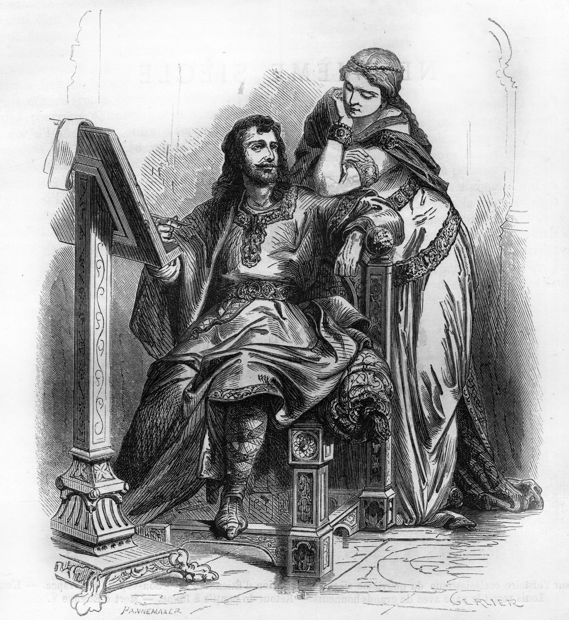 Eginardo (Einhard, Einhart, Einard, 775-840) storico del periodo carolingio con Emma (Imma) sua moglie. da Unknown artist