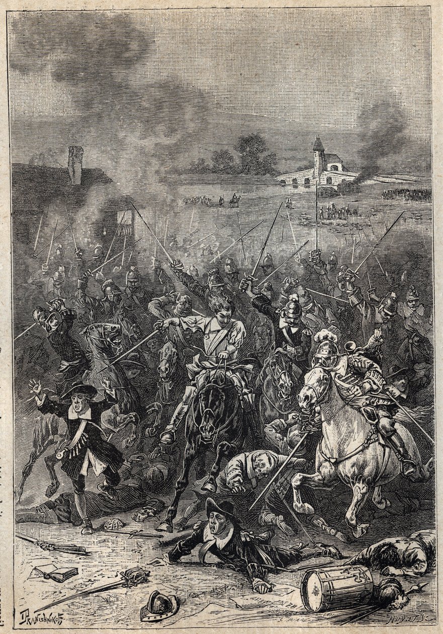 Massacro dei Puritani - illustrazione del XIX secolo per il romanzo storico 