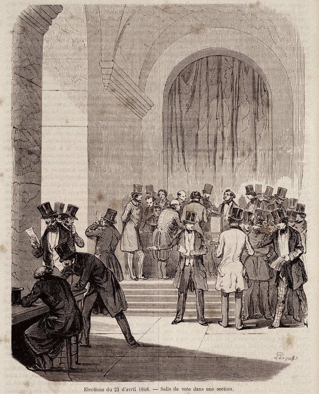 Elezioni del 23 aprile 1848: sala di voto in una sezione - in "Contemporary popular history" da Unknown artist