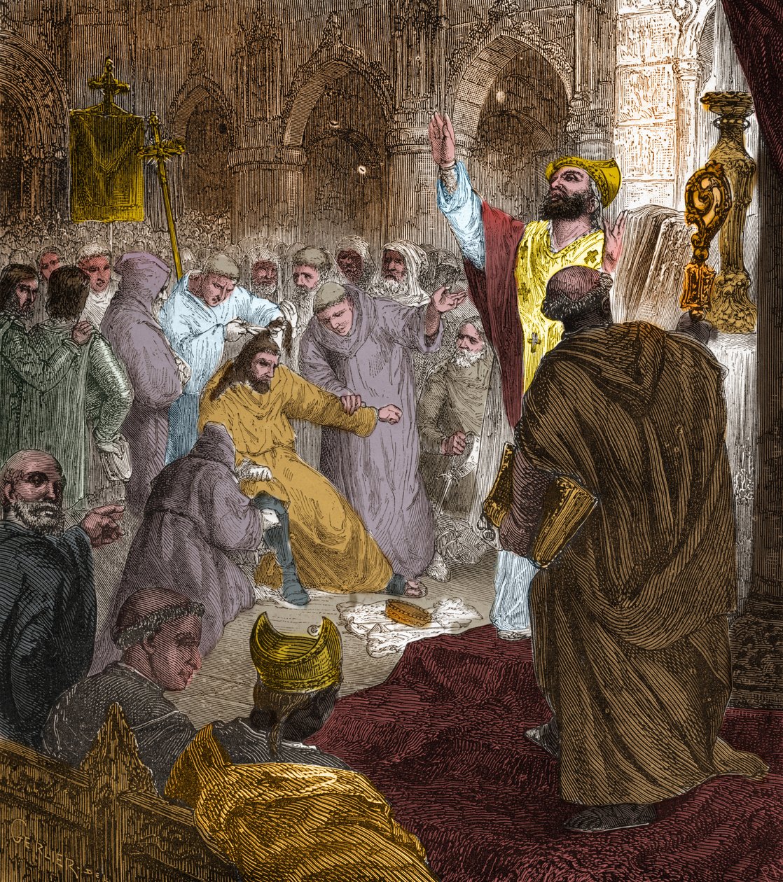 Fine della dinastia merovingia, 751: deposizione del re Childerico III (714-754) da parte di Pipino il Breve (714-768) da Unknown artist