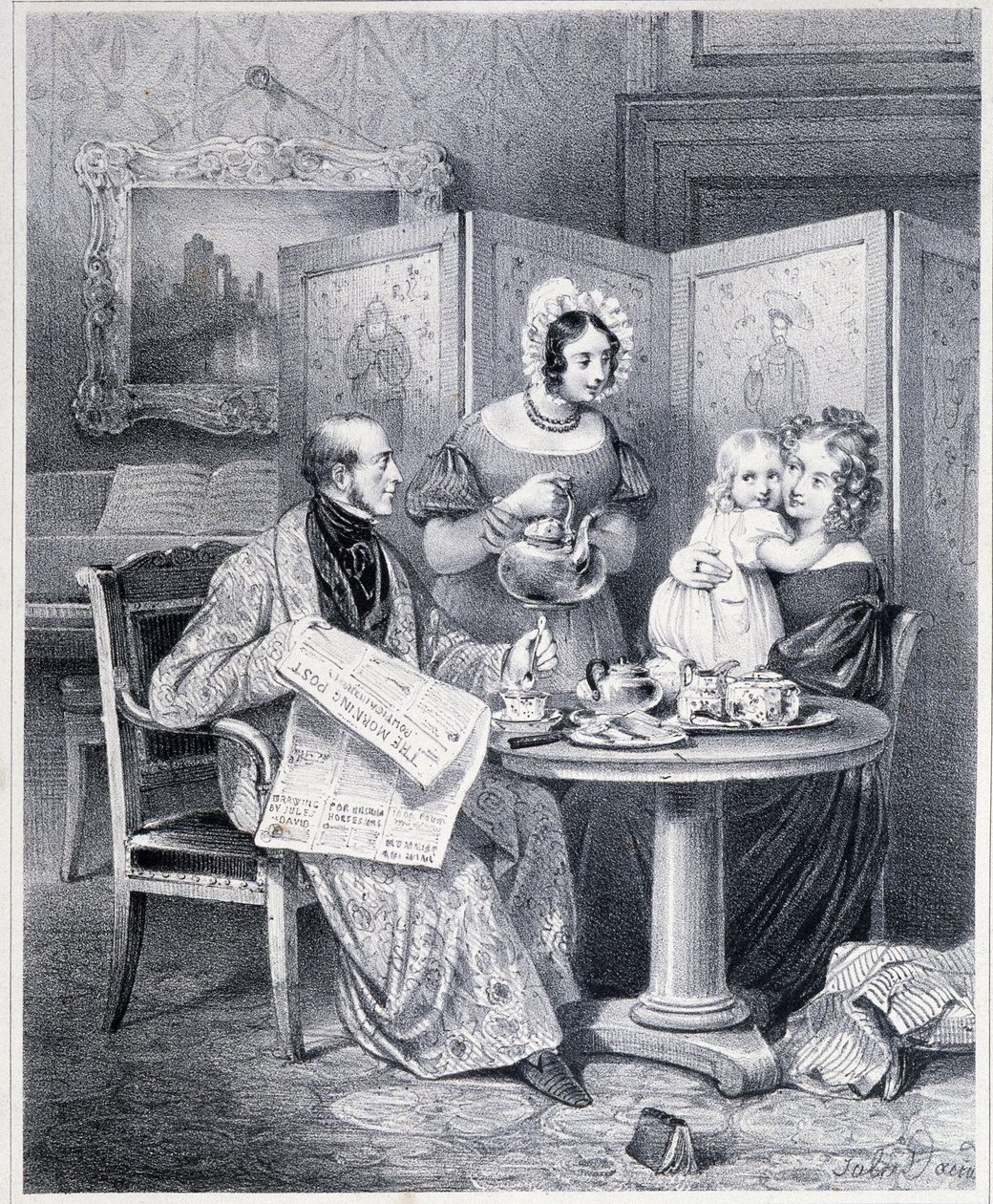 Coppia inglese che prende il tè - XIX secolo da Unknown artist