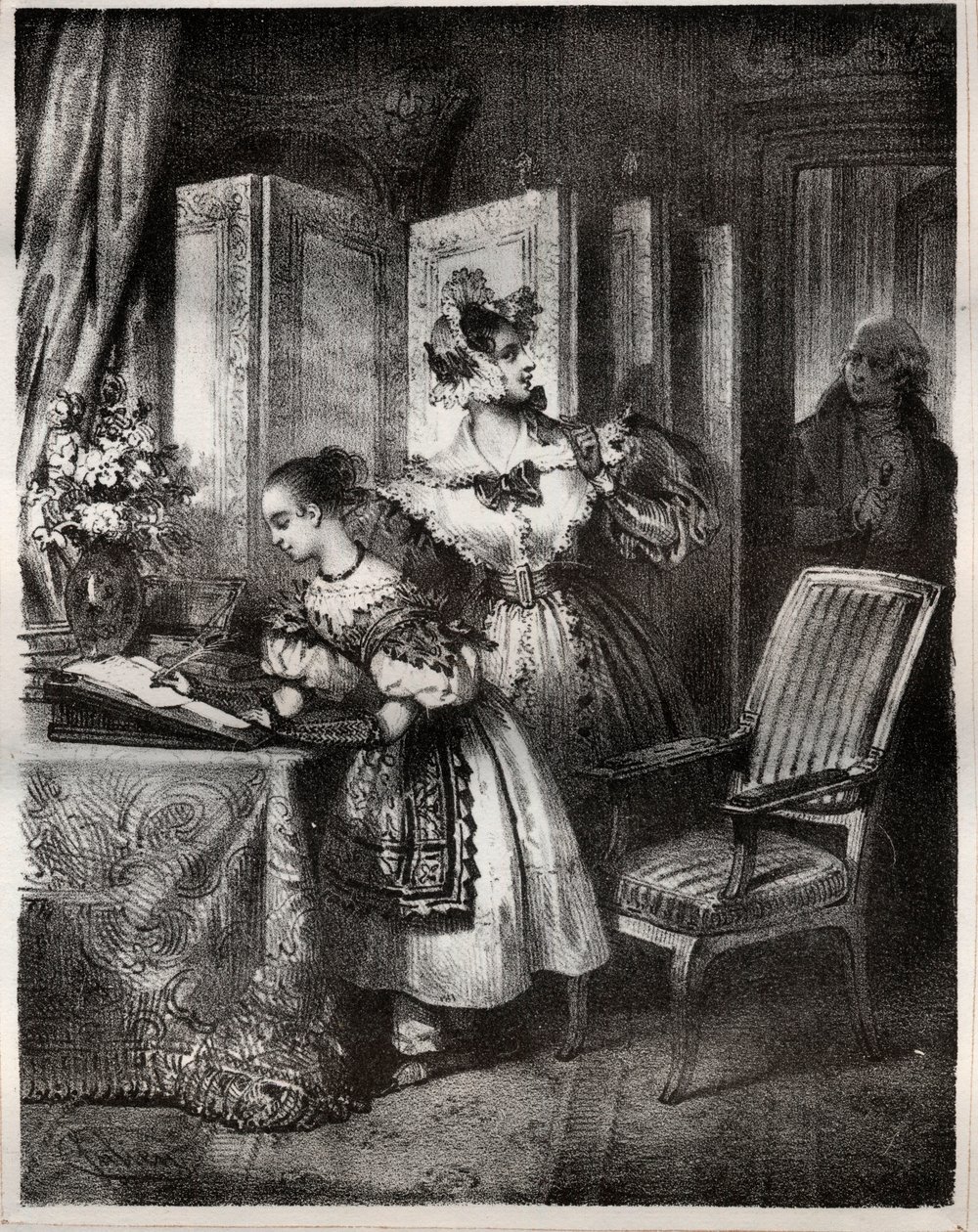Incisione del XIX secolo per il romanzo di Madame Cottin (Sophie Cottin Rostand) (1770-1807) 