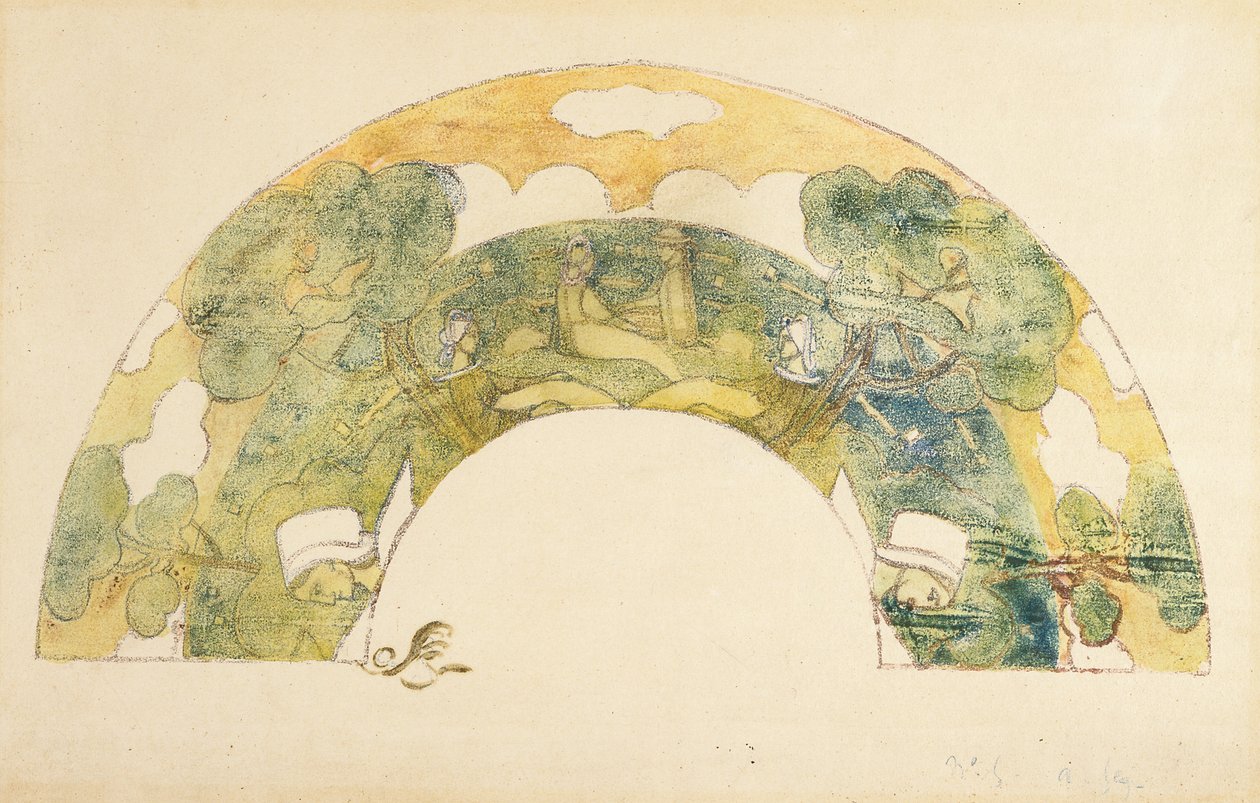 Ventaglio - Bretoni al bordo del mare da Unknown artist