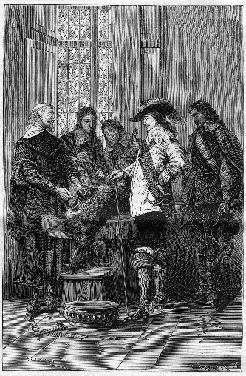 Esperimento di William Harvey (1578-1657), medico inglese che mostra a Carlo I Stuart (1600-1649) re d