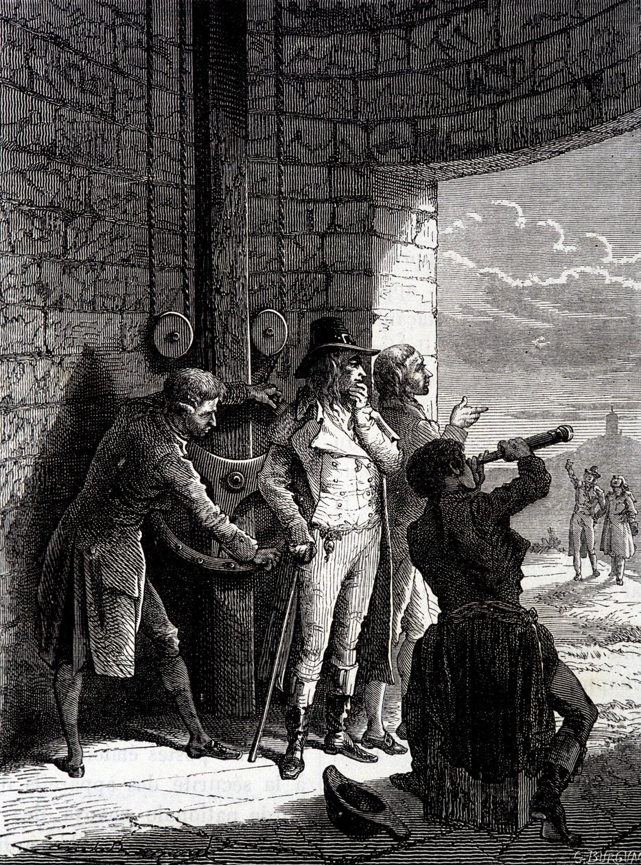 Esperimento del telegrafo Chappe effettuato il 12 luglio 1793, da Ménilmontant a Saint-Martin-du-Tertre davanti ai commissari della Convenzione - in "Le meraviglie dell