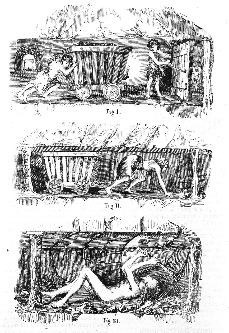 Sfruttamento del lavoro minorile nelle miniere di carbone inglesi da Unknown artist
