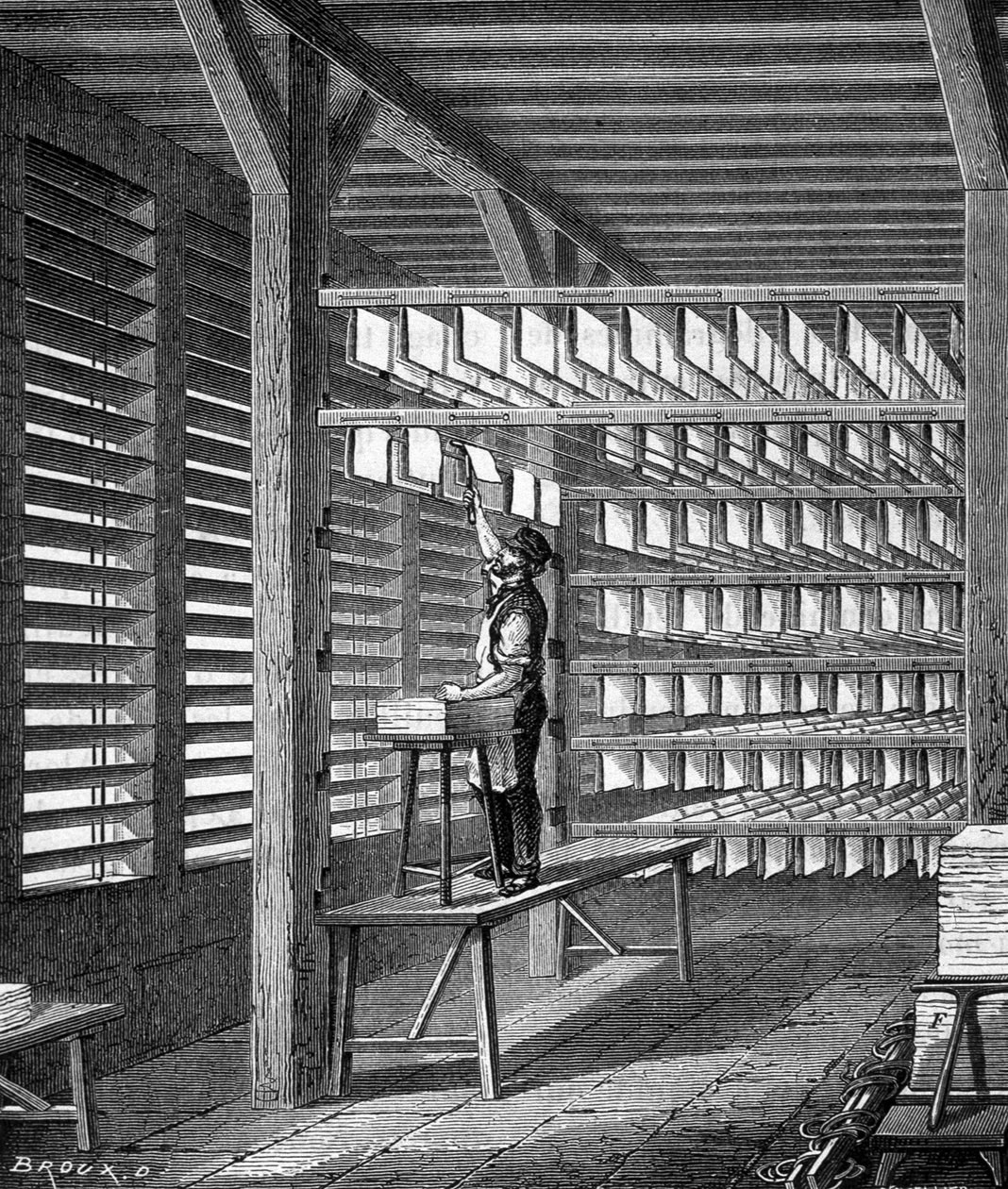 Estensione di fogli di carta realizzati per formare in "Le meraviglie dell