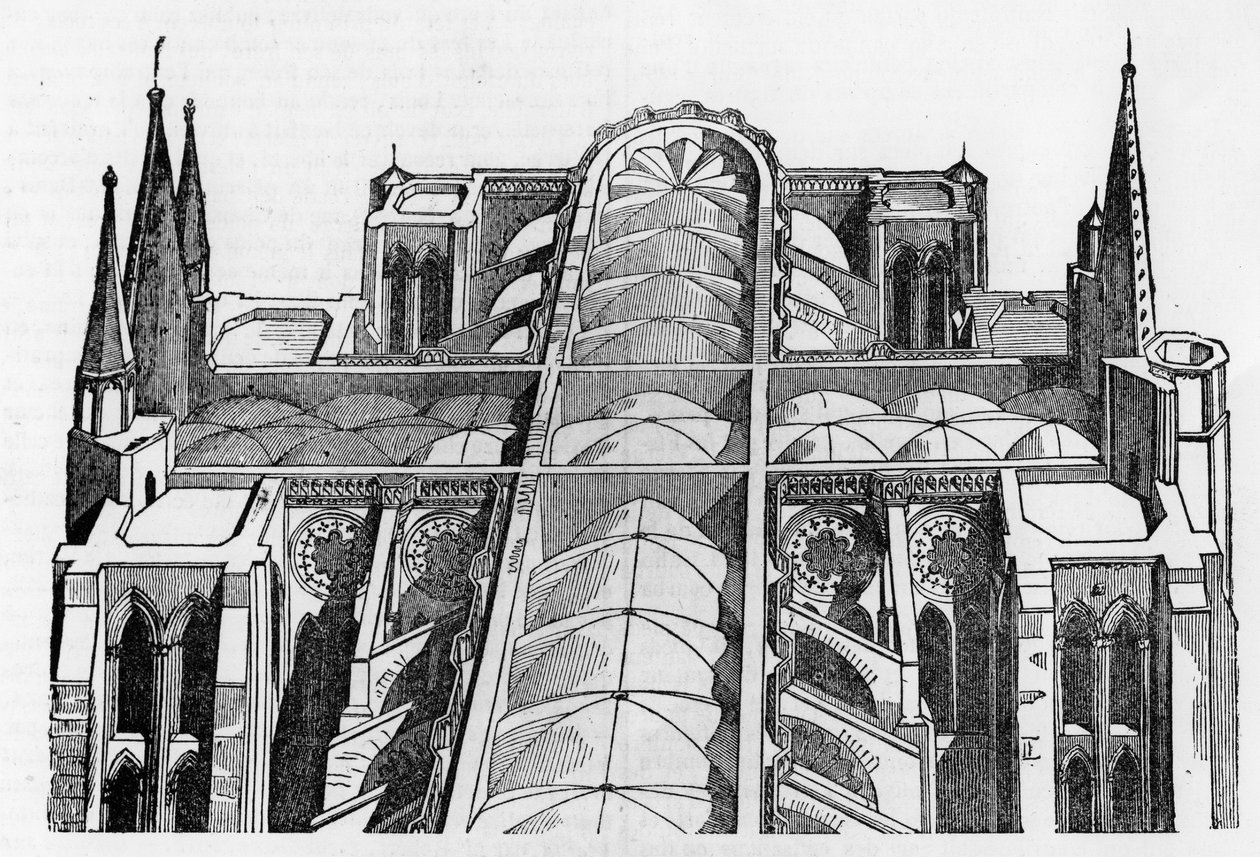 Vista esterna e parte superiore della Cattedrale di Chartres dopo l