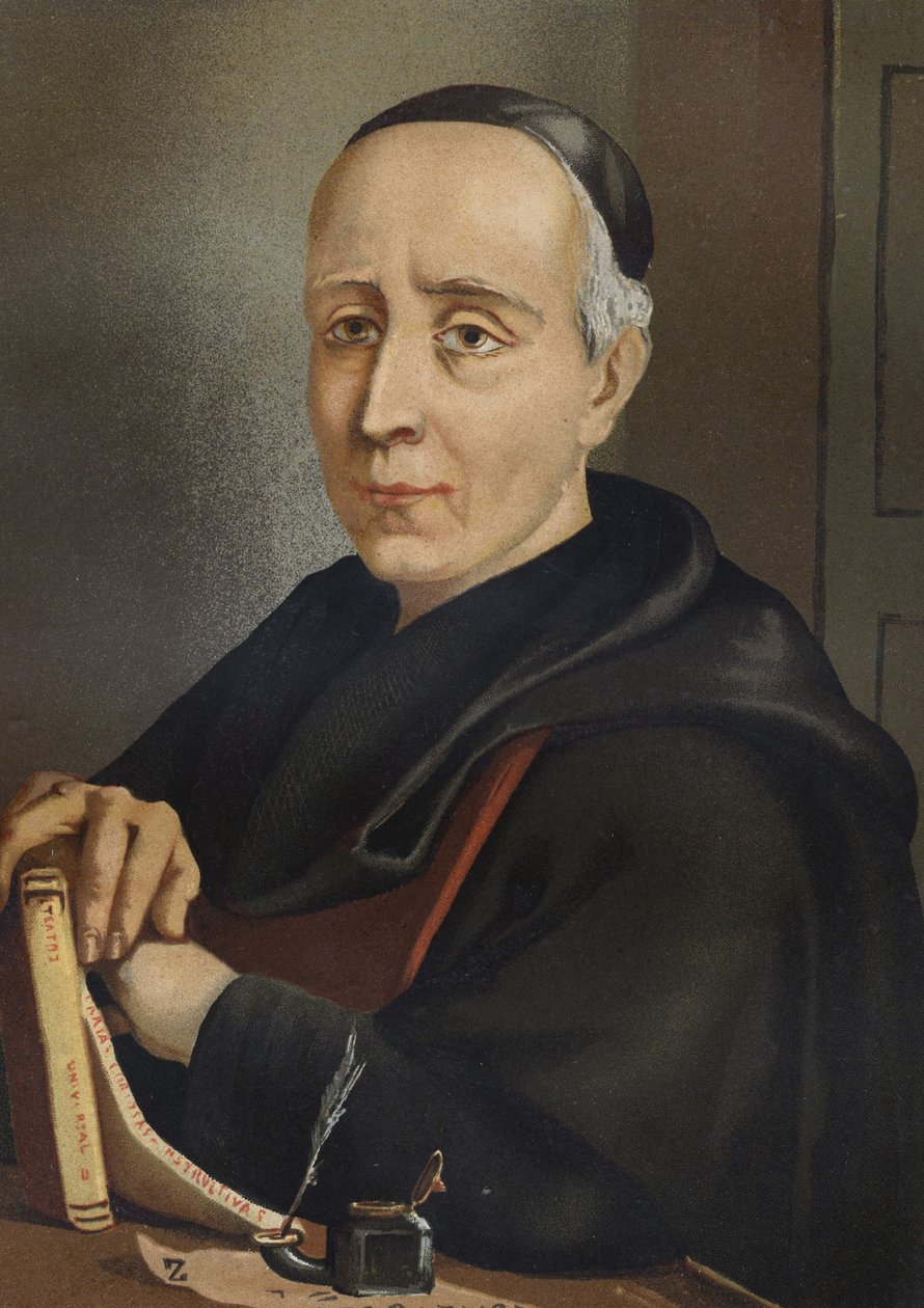 FEIJOO y MONTENEGRO, Benito Jeronimo (1673-1764). Scrittore e saggista spagnolo - ritratto di Benito Jeronimo o Feijoo (1676-1764). Teologo e medico spagnolo dopo hombres y Mujeres celebres. Barcellona 1877 da Unknown artist