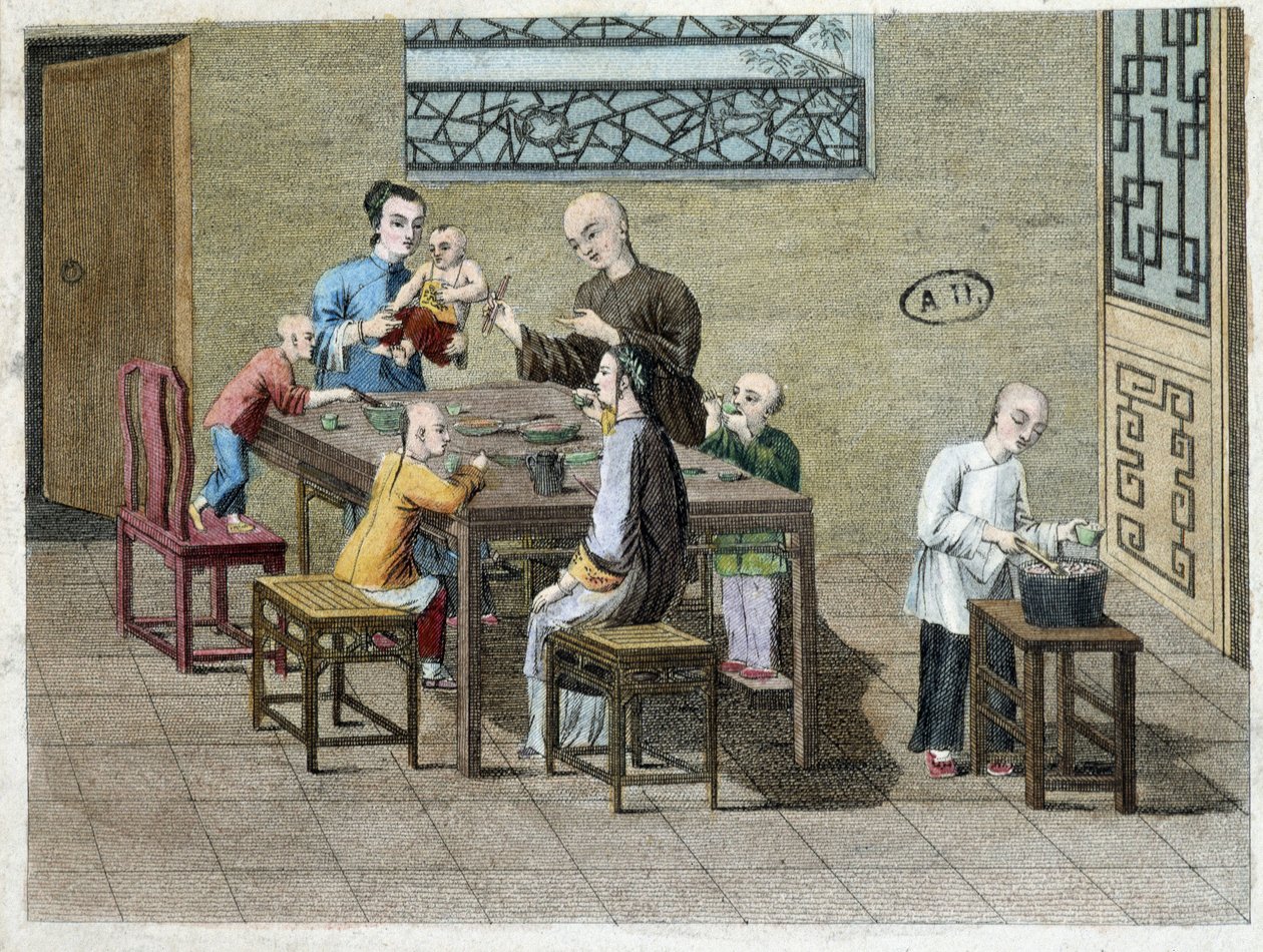 Pasto familiare in Cina nel XIX secolo da Unknown artist