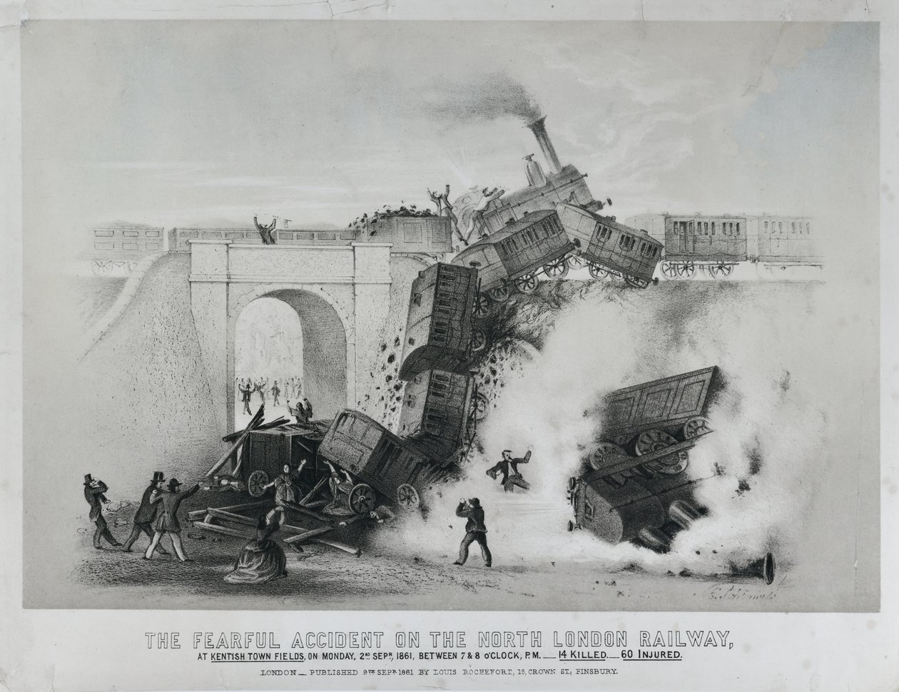 Pauroso incidente sulla North London Railway presso i campi di Kentish Town da Unknown artist