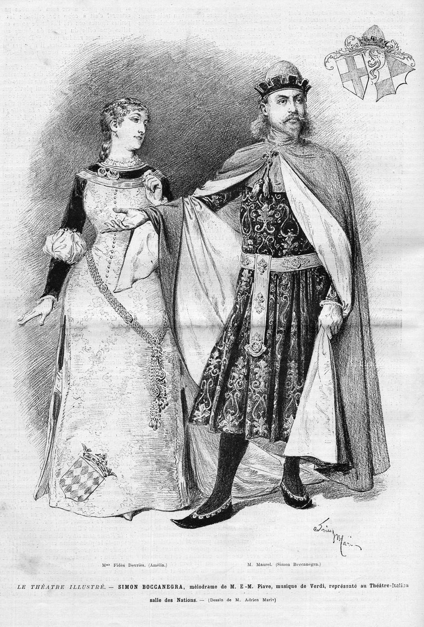 Fides Devries nel ruolo di Amelia e Victor Maurel (1848-1923) in quello di Simon Boccanegra nell