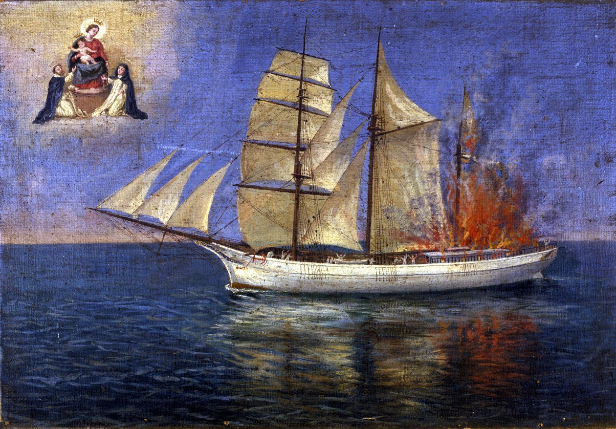 Incendio a bordo di una scuola da Unknown artist