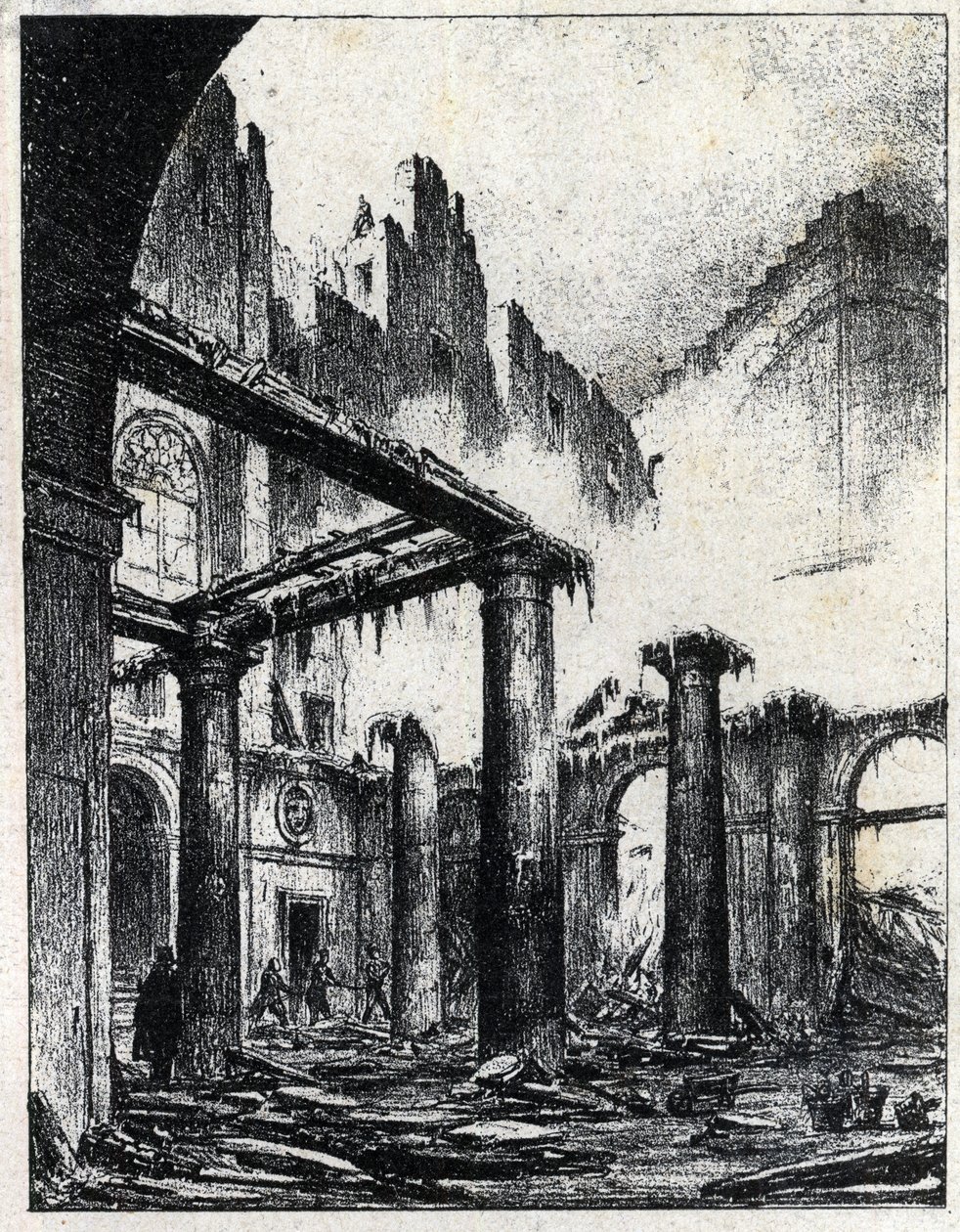 Incendio del Teatro Italiano a Parigi nel 1838 da Unknown artist