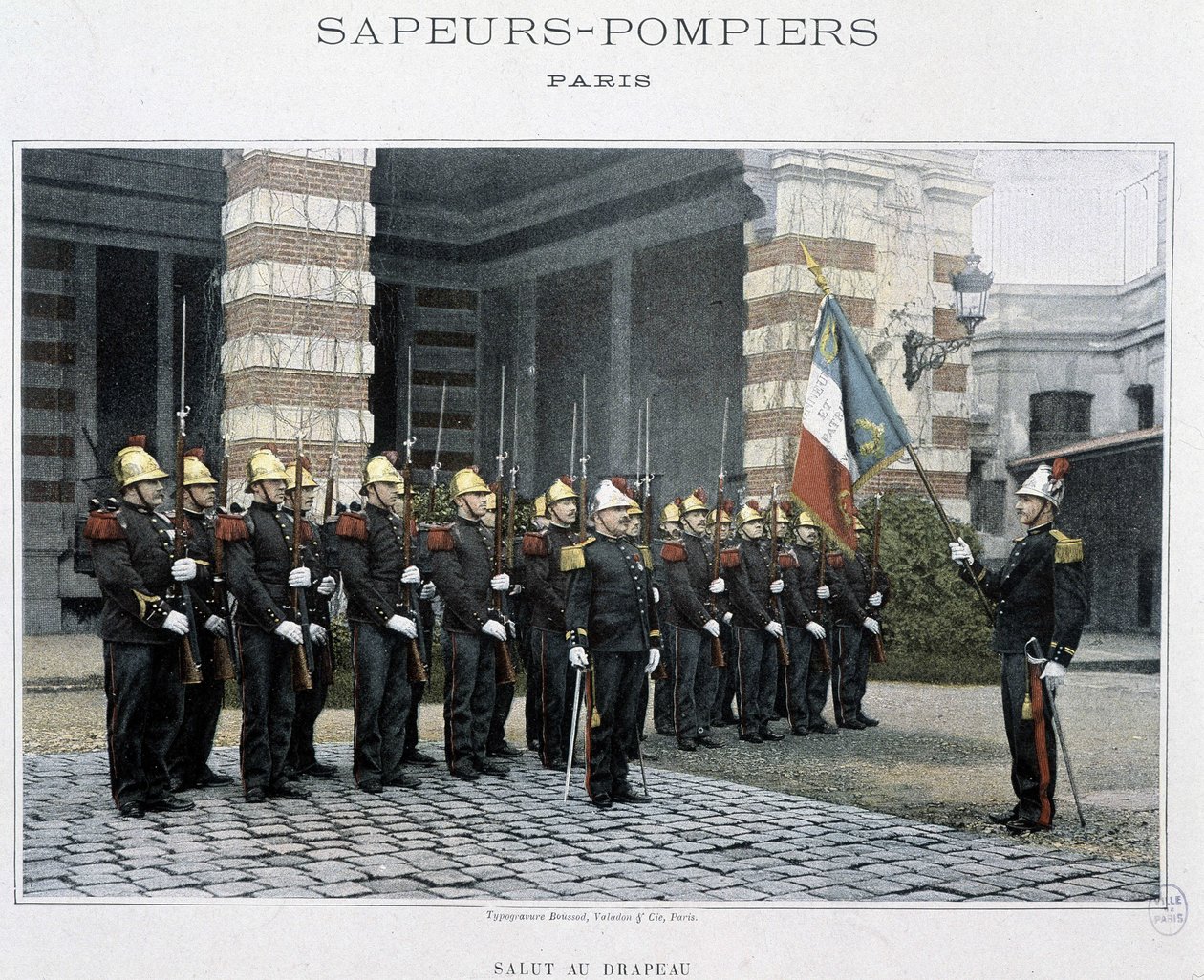 Vigili del fuoco: Saluto alla bandiera - circa 1920 da Unknown artist