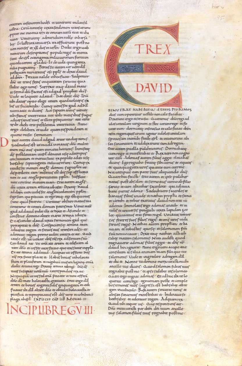 Primo Libro dei Re. Capulet con il nome del re Davide e l