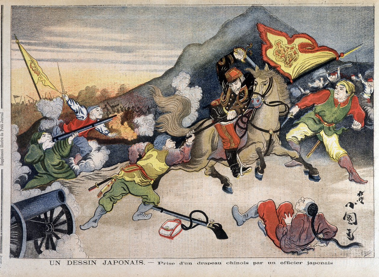Prima guerra sino-giapponese - Guerra sino-giapponese: presa di una bandiera cinese da parte di un ufficiale giapponese - in 