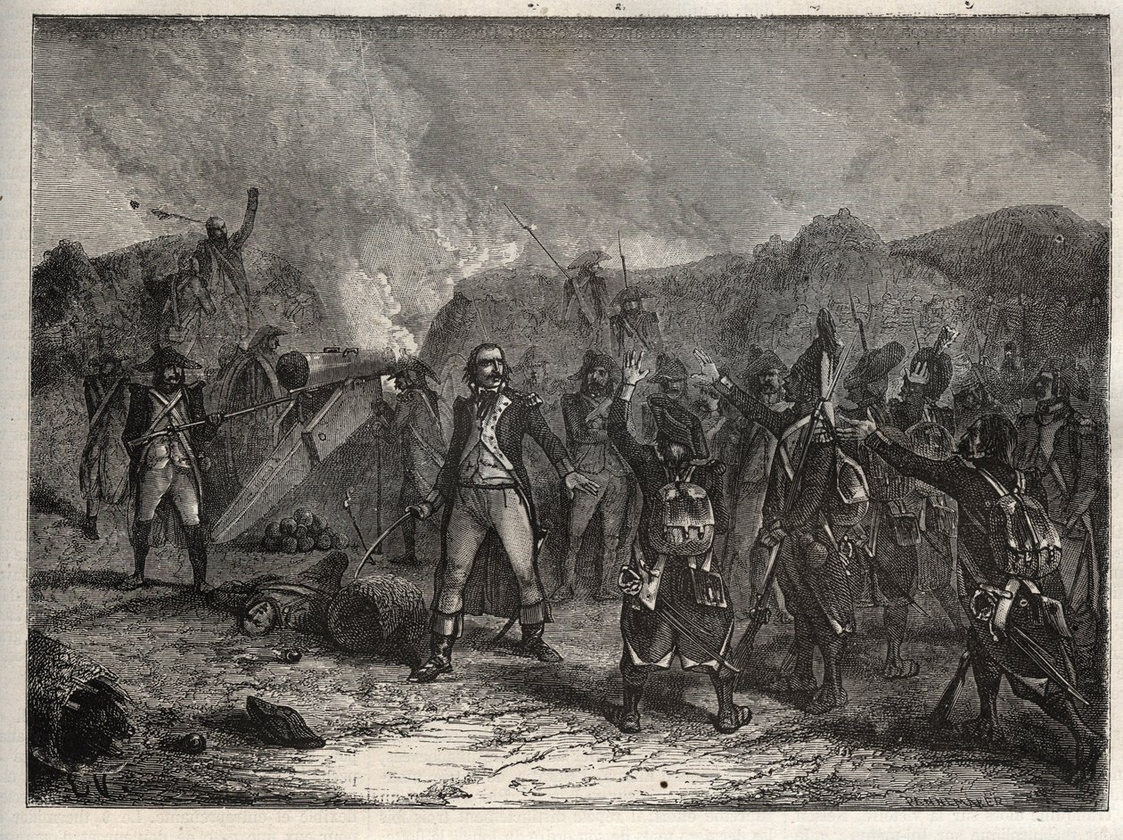Prima coalizione: Colonnello Antoine Guillaume Rampon alla battaglia di Montenotte il 12 aprile 1796, durante la campagna italiana contro le truppe francesi di Napoleone Bonaparte e gli eserciti austriaci e sardi da Unknown artist