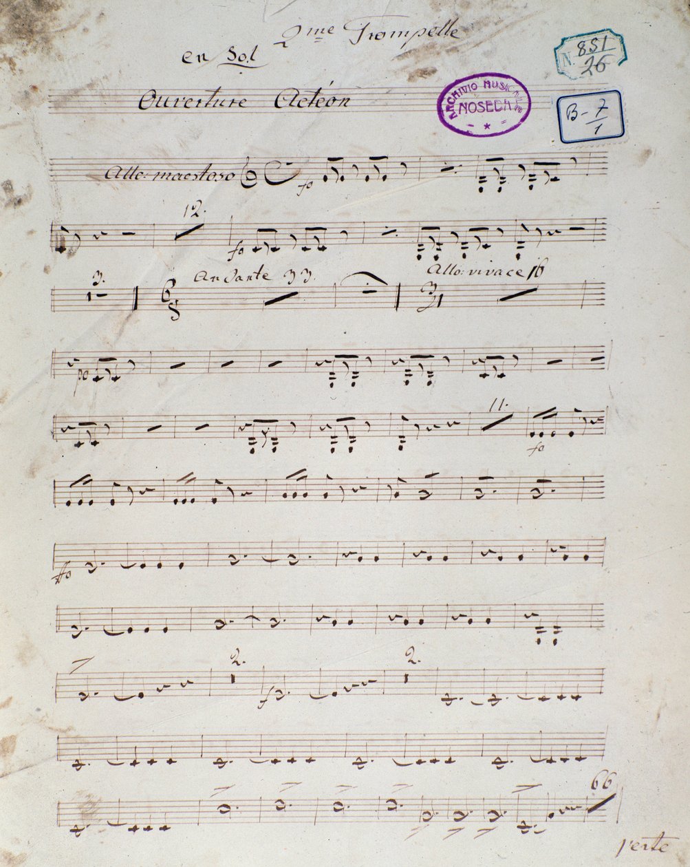 Prima pagina della partitura musicale di "Acteon" opera comica inglese di Daniel Francois Esprit Auber da Unknown artist