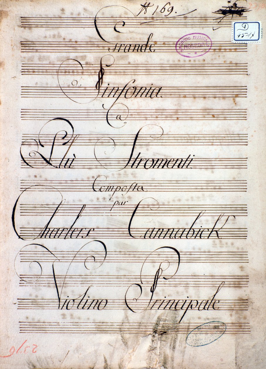 Prima pagina della partitura della Grande Sinfonia (Op. 8) di Carl August Cannabich da Unknown artist